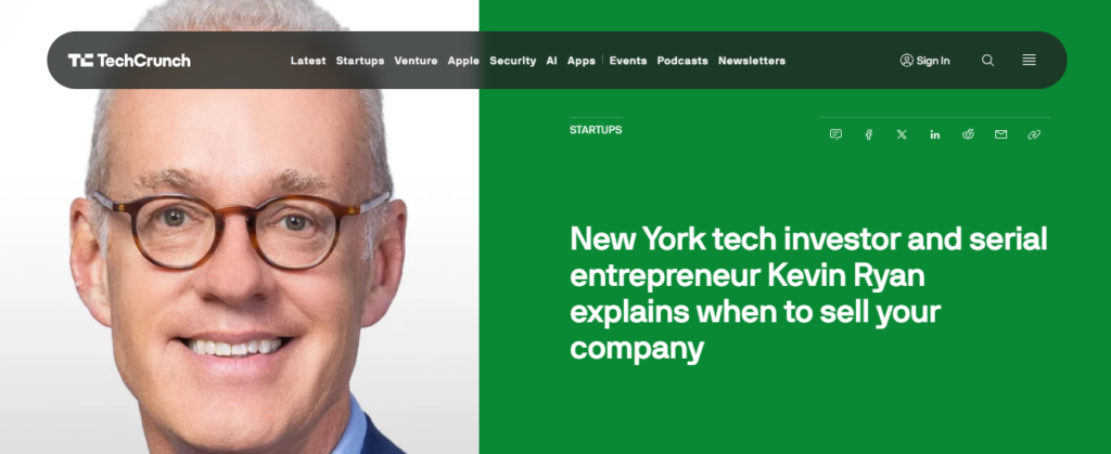 TechCrunch social sharing CTA example