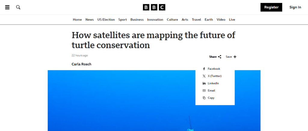 BBC social sharing CTA example