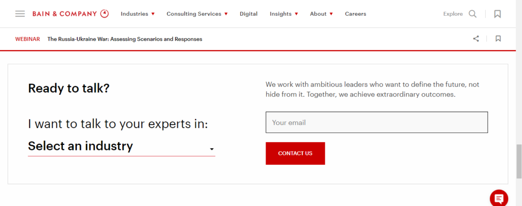 Bain & Company Contact Us CTA