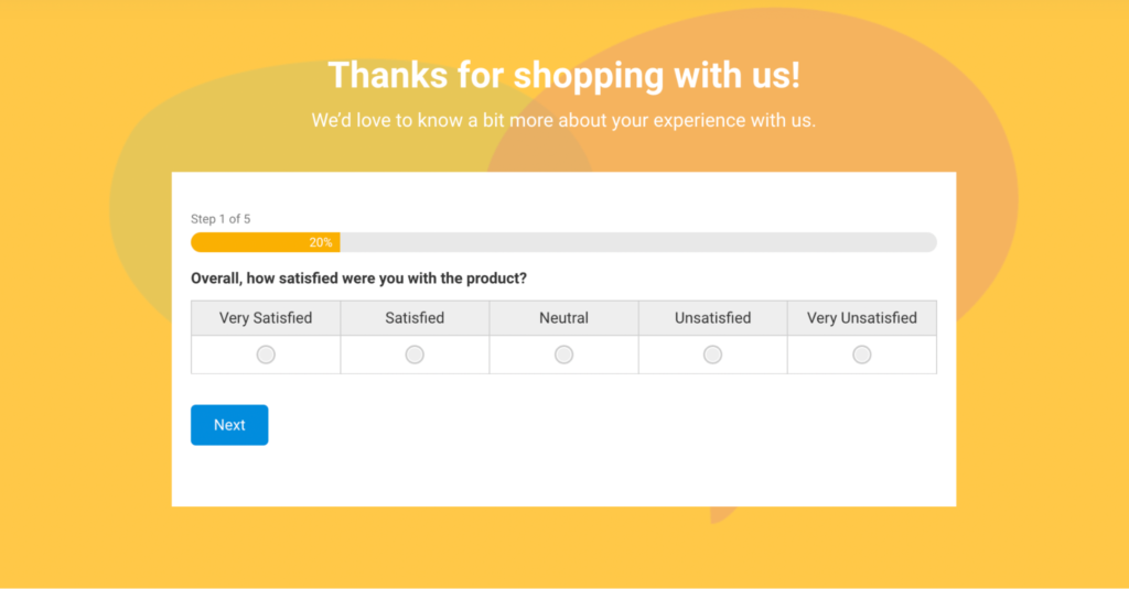 Woorise customer feedback survey