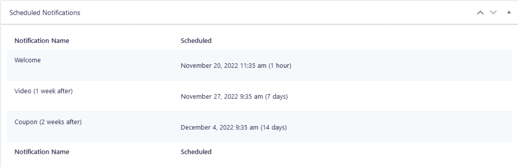 Woorise Manage scheduled email Notifications