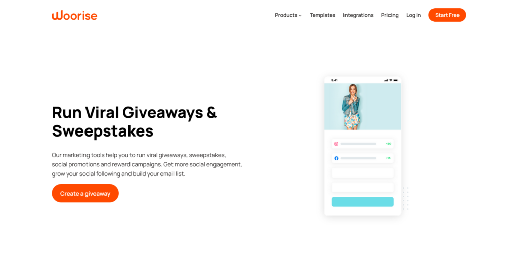 Woorise Run Viral Giveaways Sweepstakes