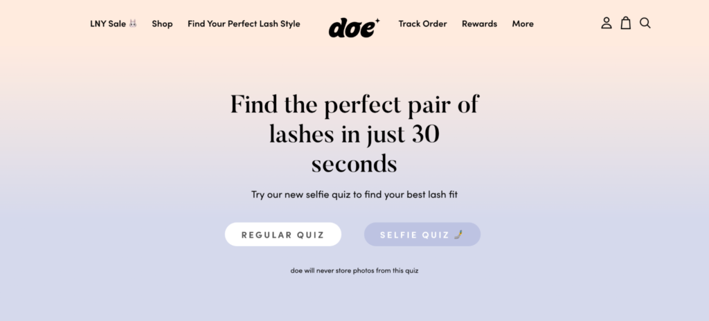 Doe Beauty find the perfect pair of lashes in just 30 seconds quiz example