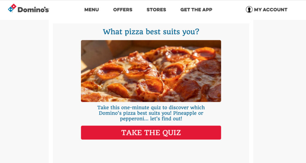 Dominos what pizza best suits you quiz example