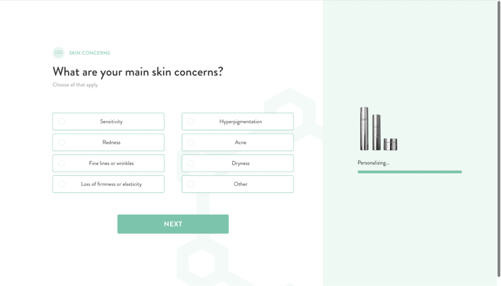 Proven Skincare what are your main skin concerns quiz example