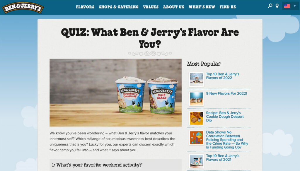 what Ben Jerrys flavor are you personality quiz example