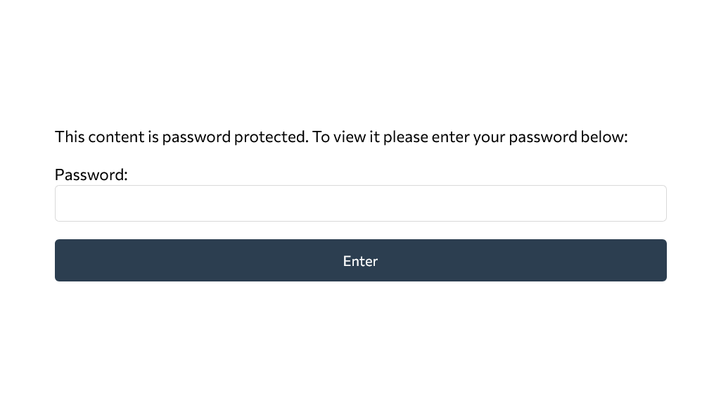 landing page password protected message