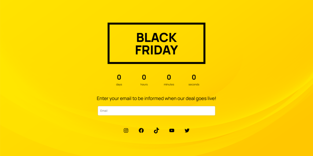 Pre Black Friday Sign Up landing page template