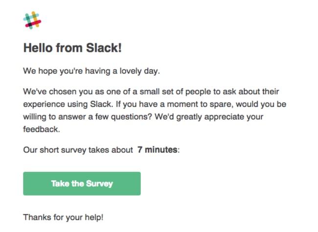slack survey email call to action
