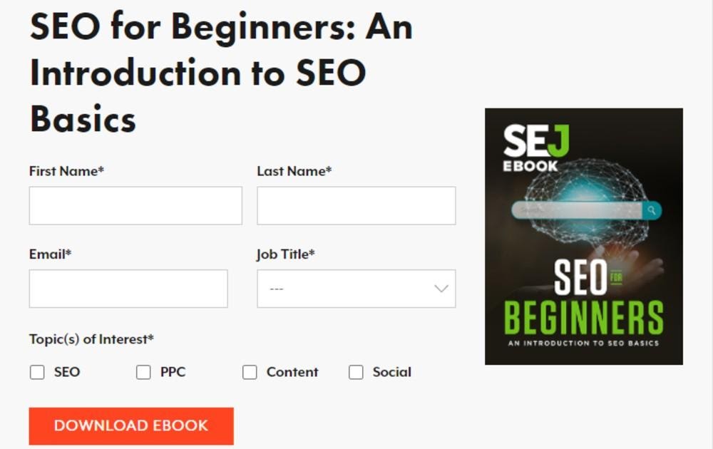 seo for beginners an introduction to seo basics ebook lead magnet example