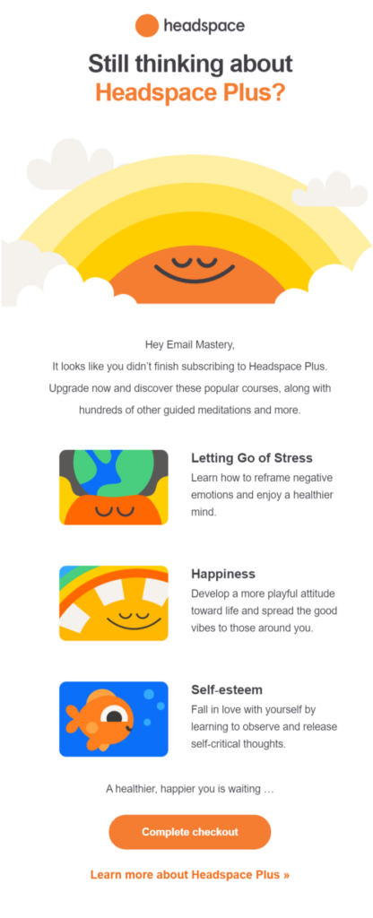 Headspace email newsletter example