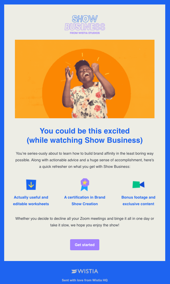 Wistia email newsletter example