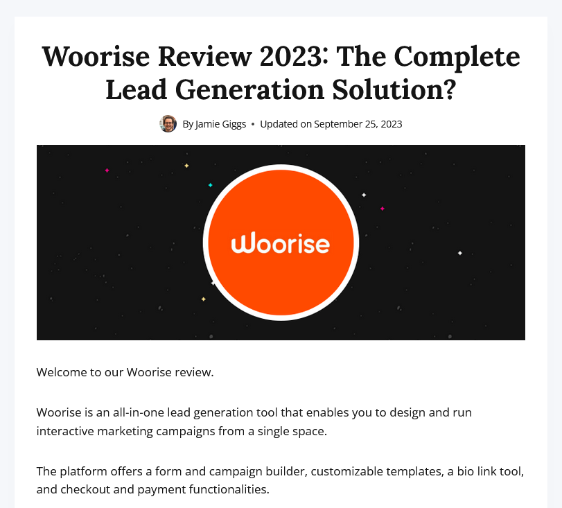 Woorise Review 2023 The Complete Lead Generation Solution
