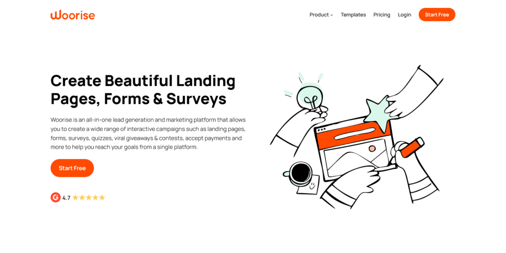 Woorise – Create Beautiful Landing Pages Forms Surveys test