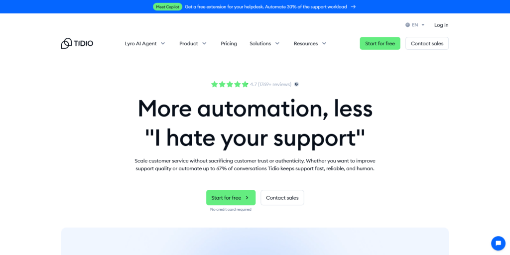 AI Customer Service Agent Customer Support Software Tidio