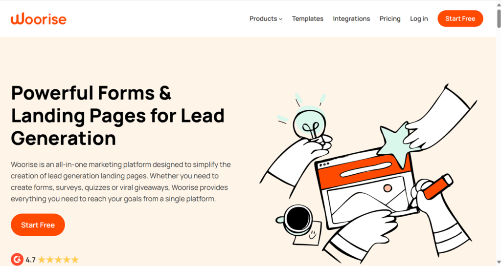 Woorise form and landing page builder