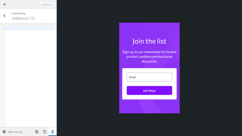css customization mobile preview