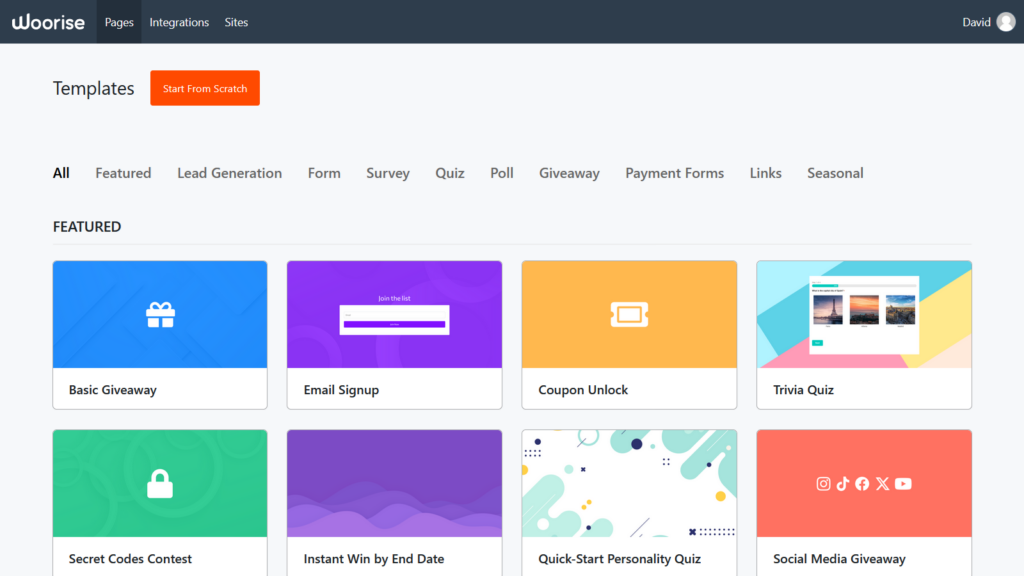 landing page templates