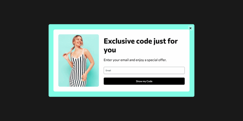 promo code popup template