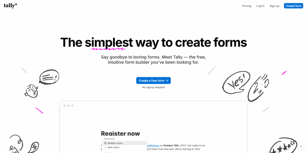 Tally conversational forms