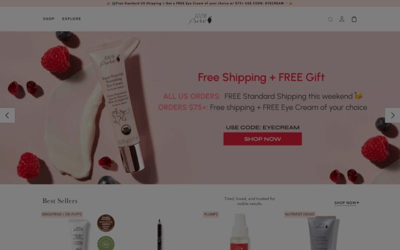 100% Pure Landing Page Example