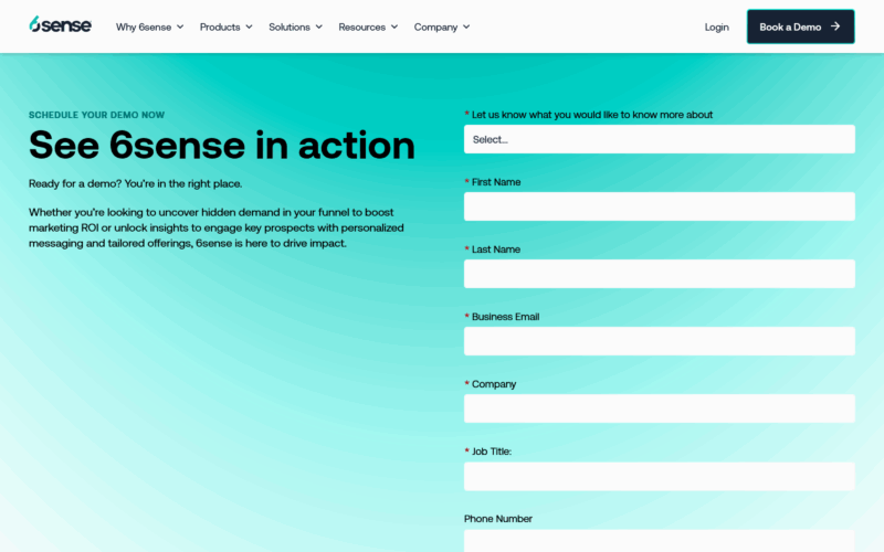 6sense landing page example