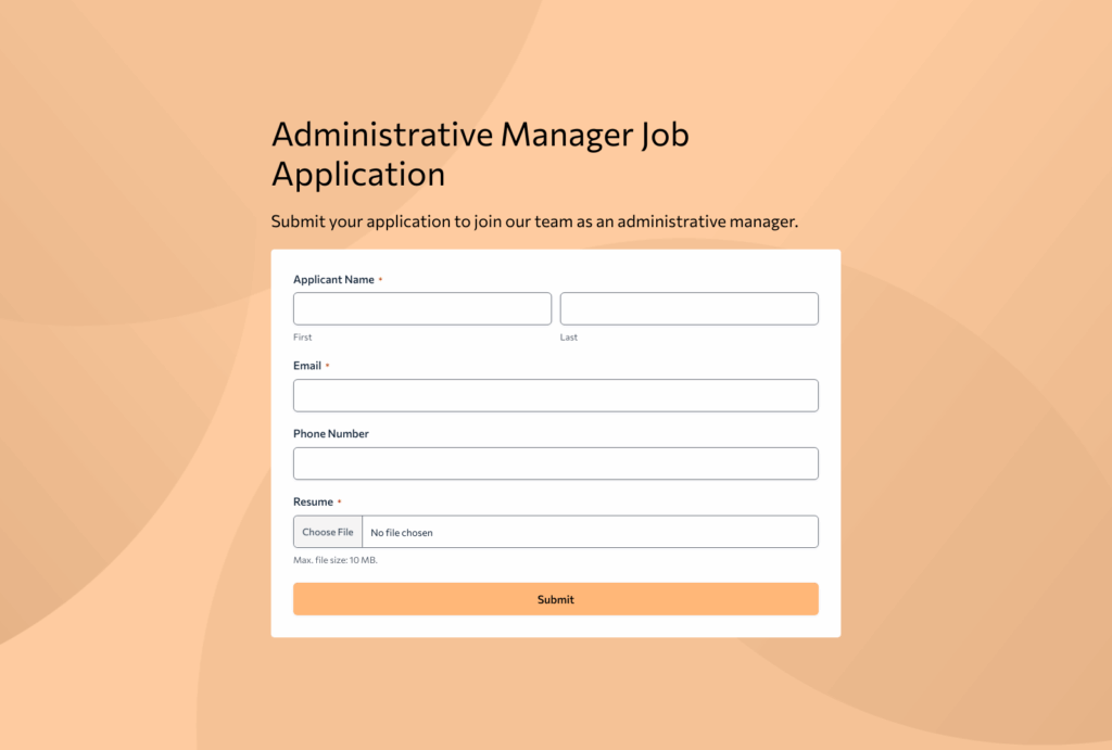 Management Application Statement Administrative Manager Job Application Form Template – Woorise