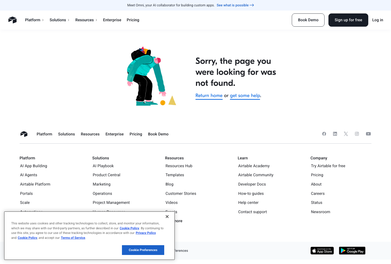 Airtable 404 Not Found Landing Page Example