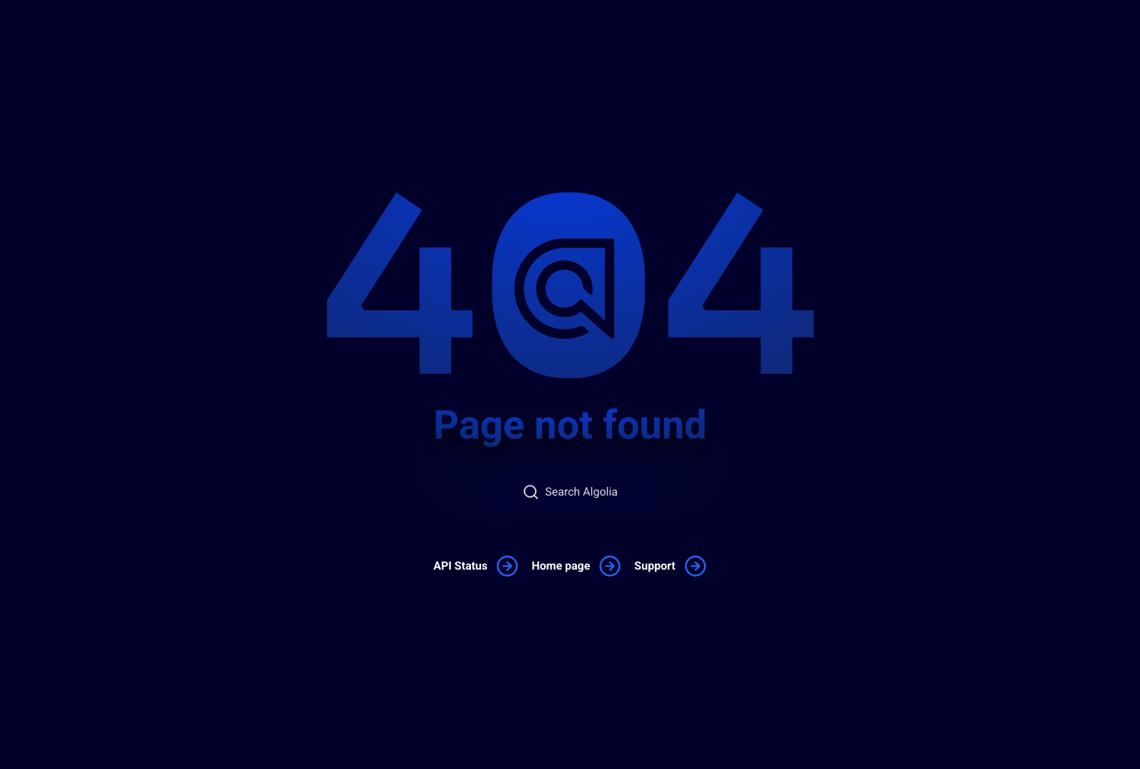 Algolia 404 Not Found Landing Page Example