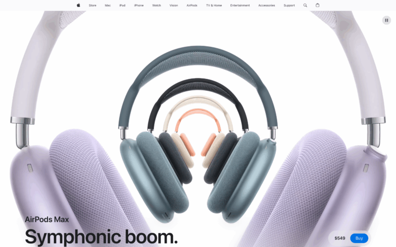 Apple AirPods Max Landing Page Example