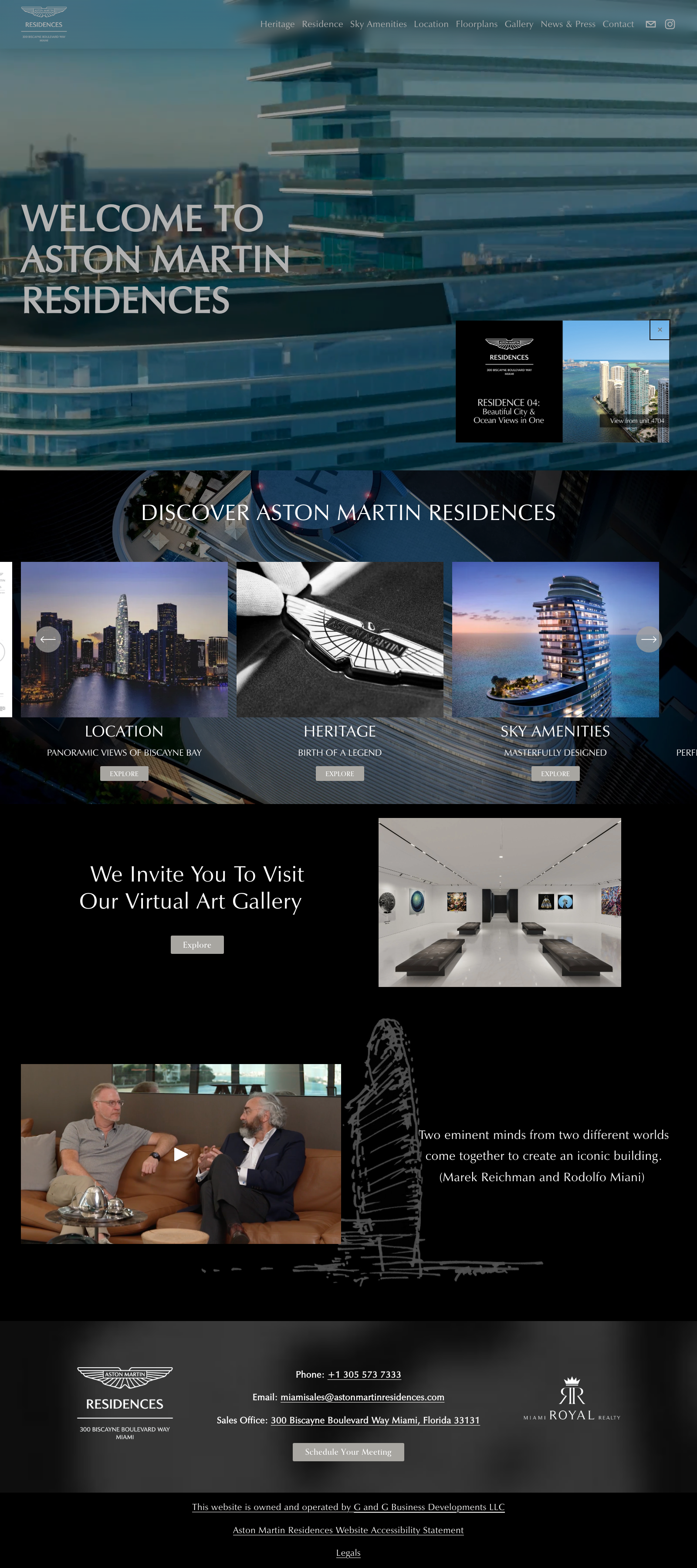 Aston Martin Residences Landing Page Example