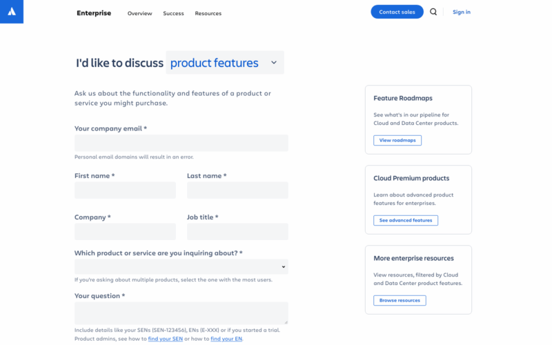 Atlassian Landing Page Example