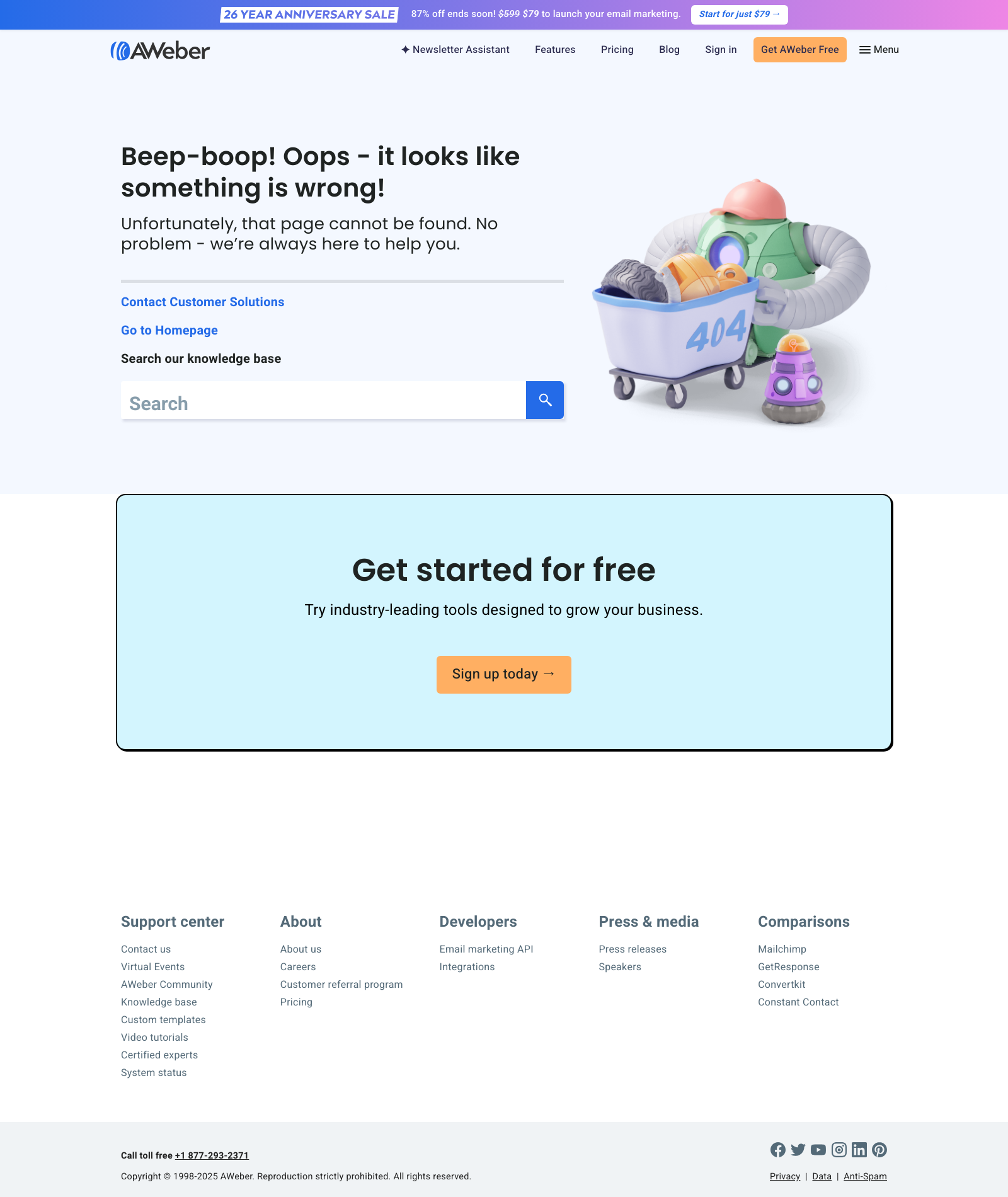 AWeber 404 Not Found Landing Page Example