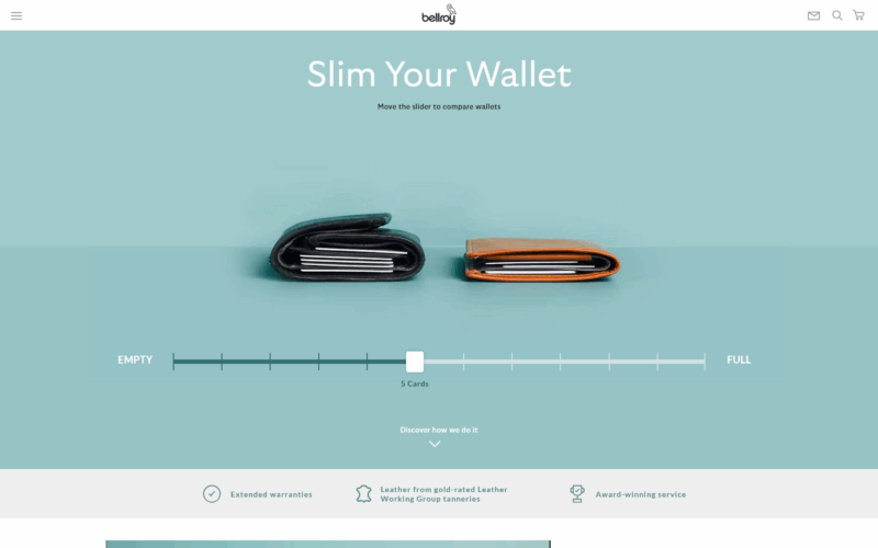 bellroy landing page example