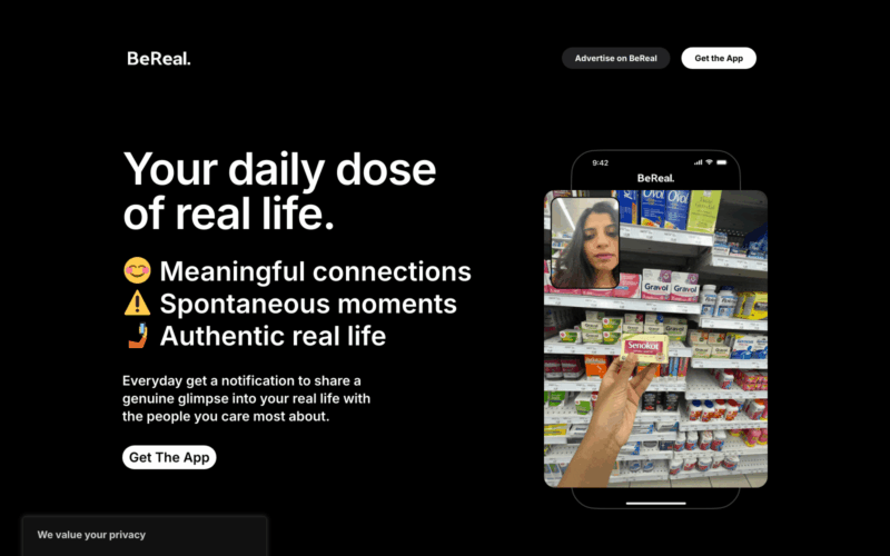 BeReal Landing Page Example
