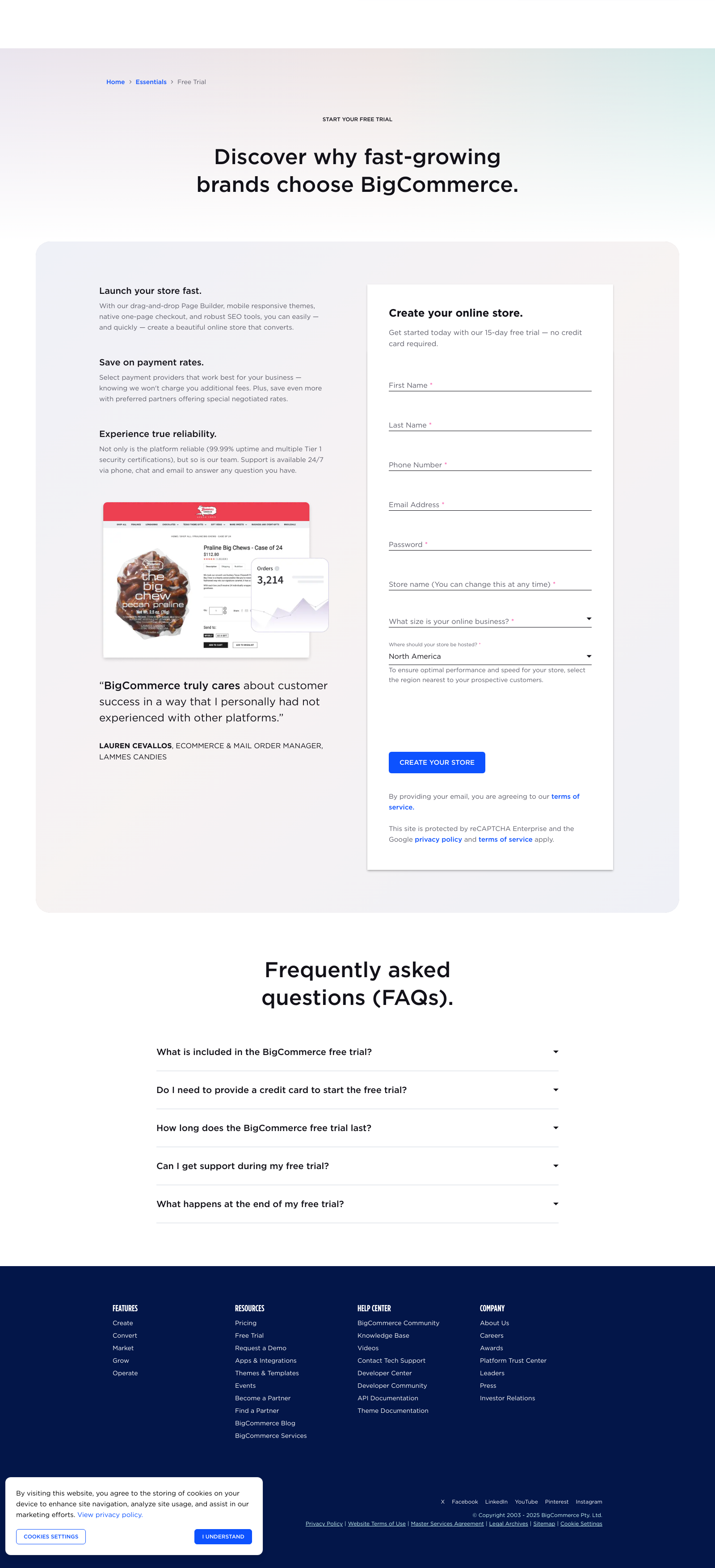 BigCommerce Signup Landing Page Example