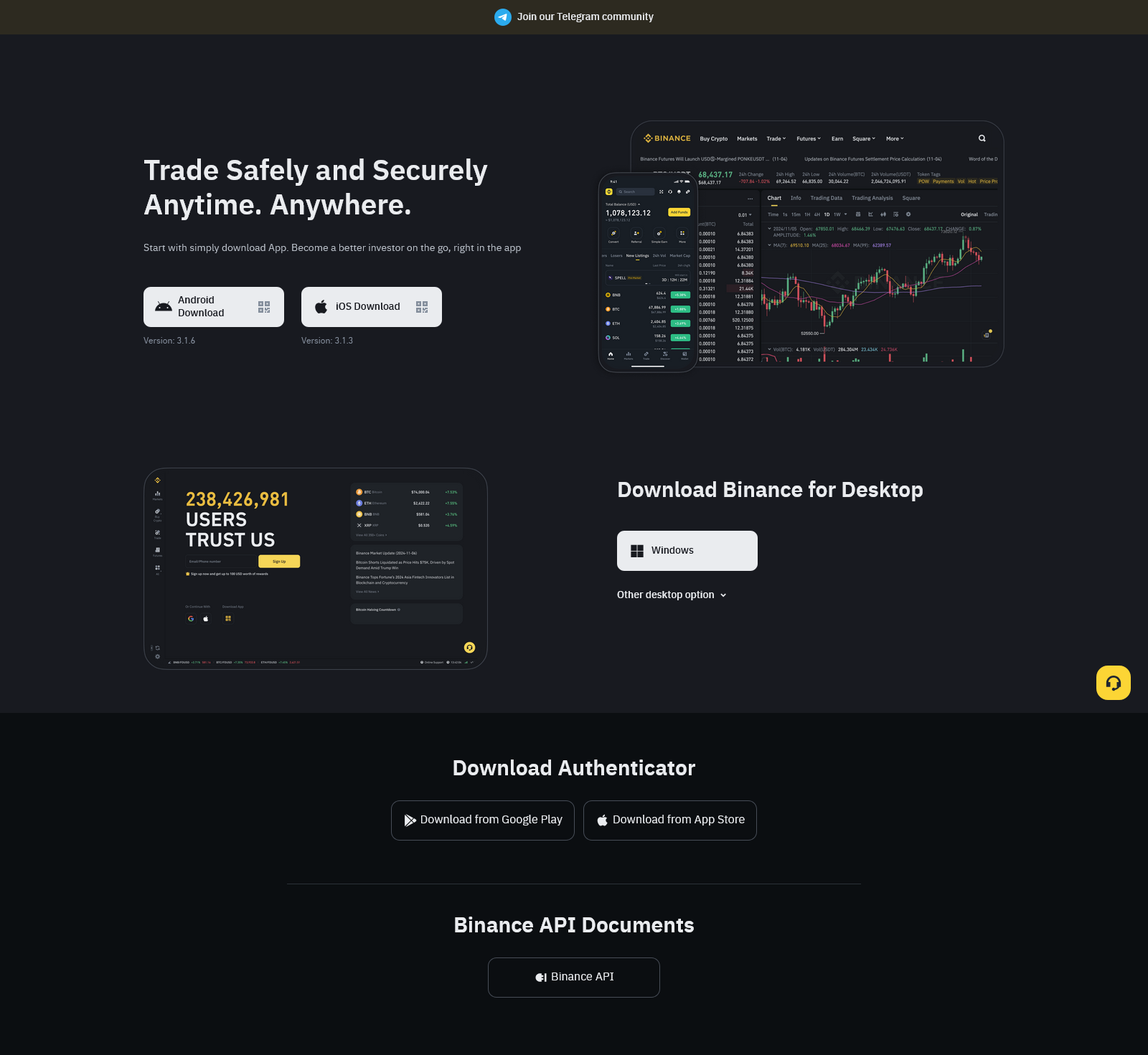 binance landing page example