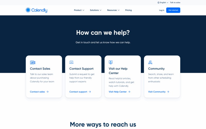 Calendly contact Landing Page Example