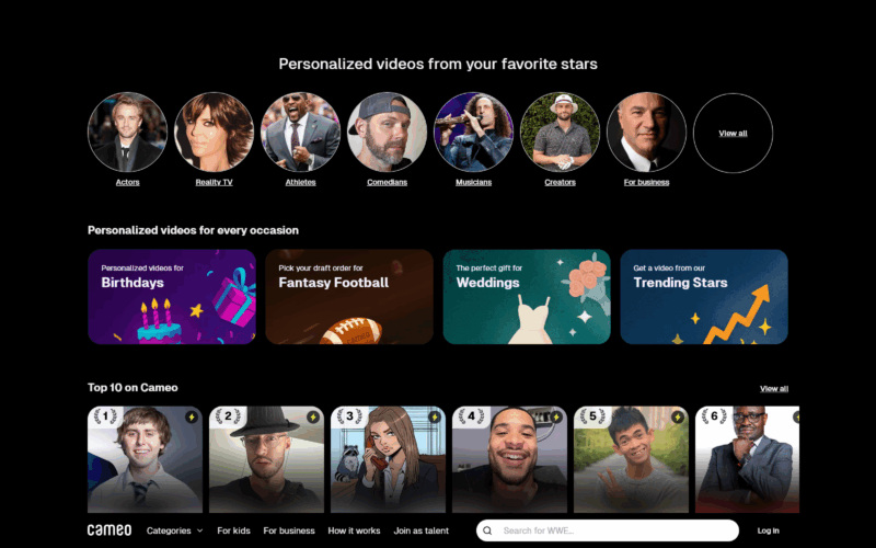 cameo landing page example