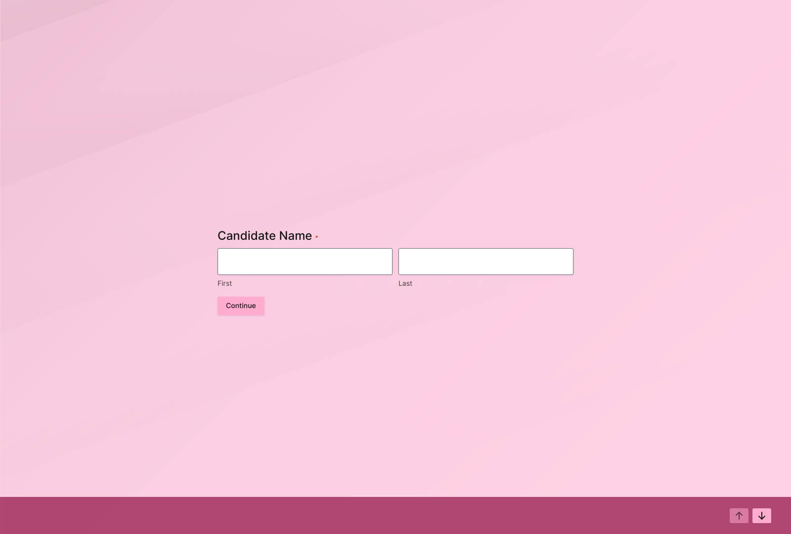 Screenshot of Candidate Experience Survey Template with feedback fields and submit button.