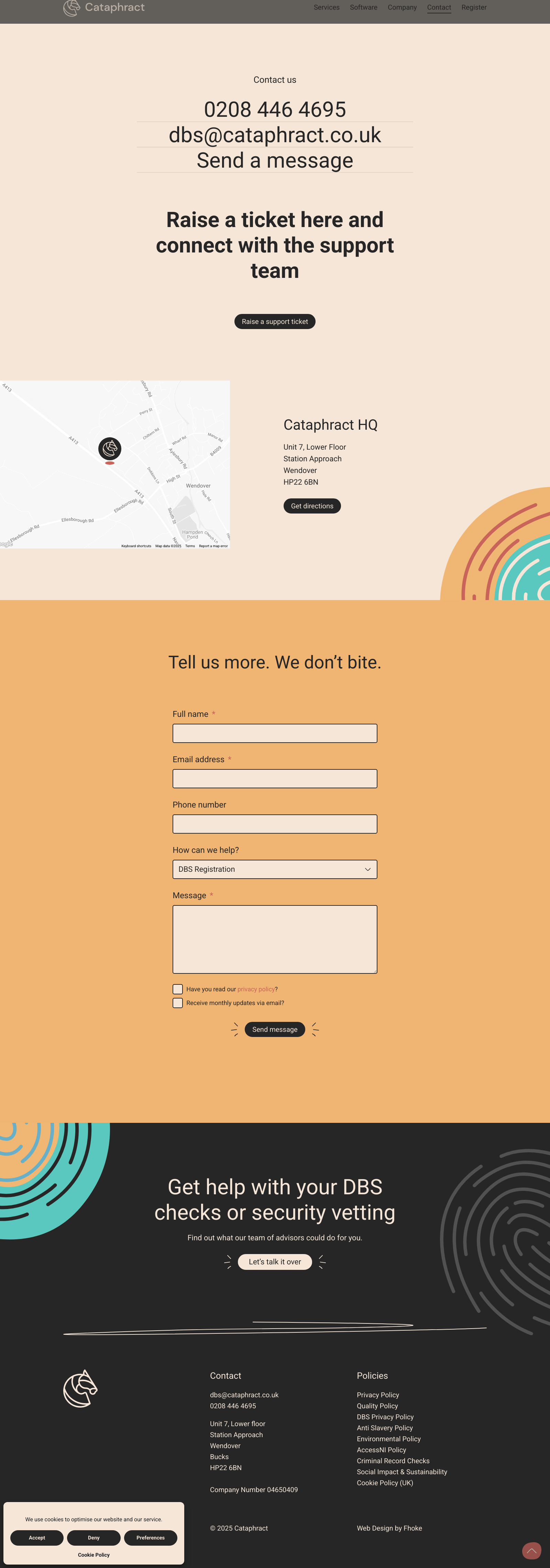 Cataphract contact Landing Page Example
