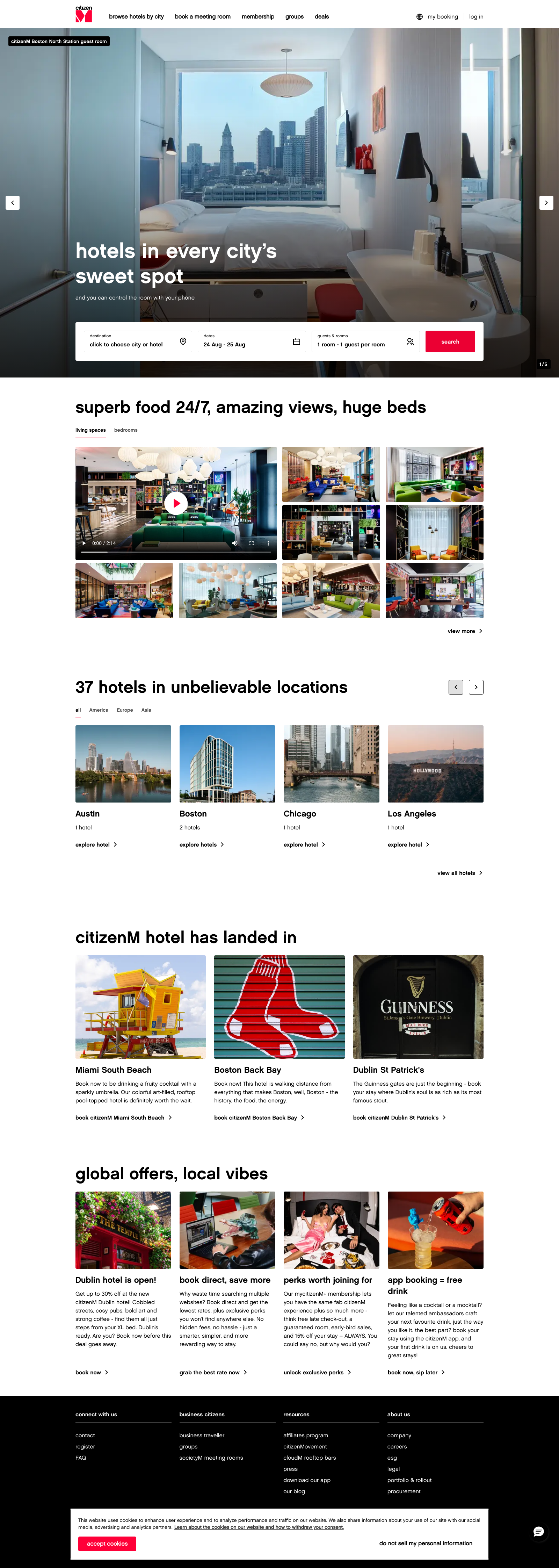 CitizenM Landing Page Example