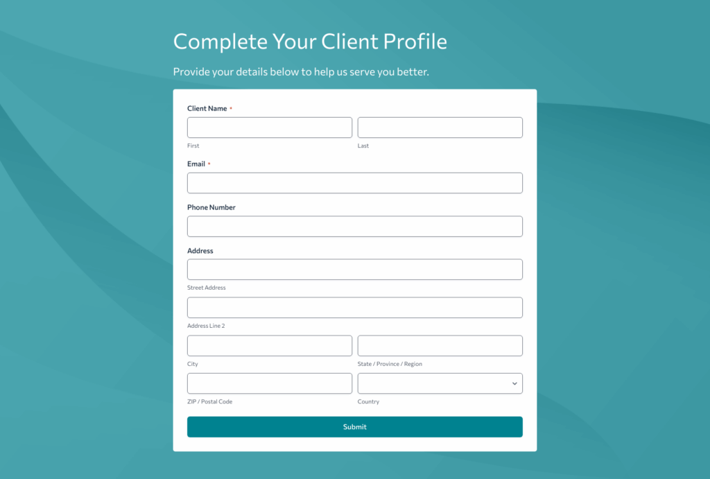 Client Profile Form Template – Woorise