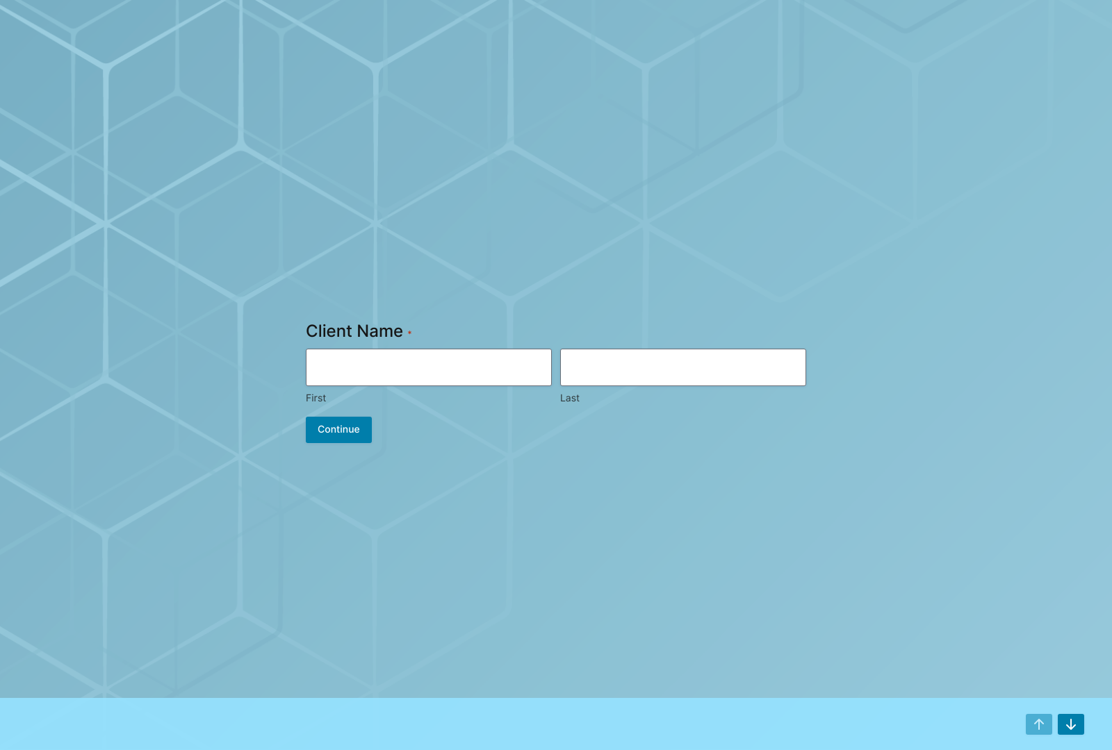 Client Questionnaire Form Template with fields for client info and submit button.