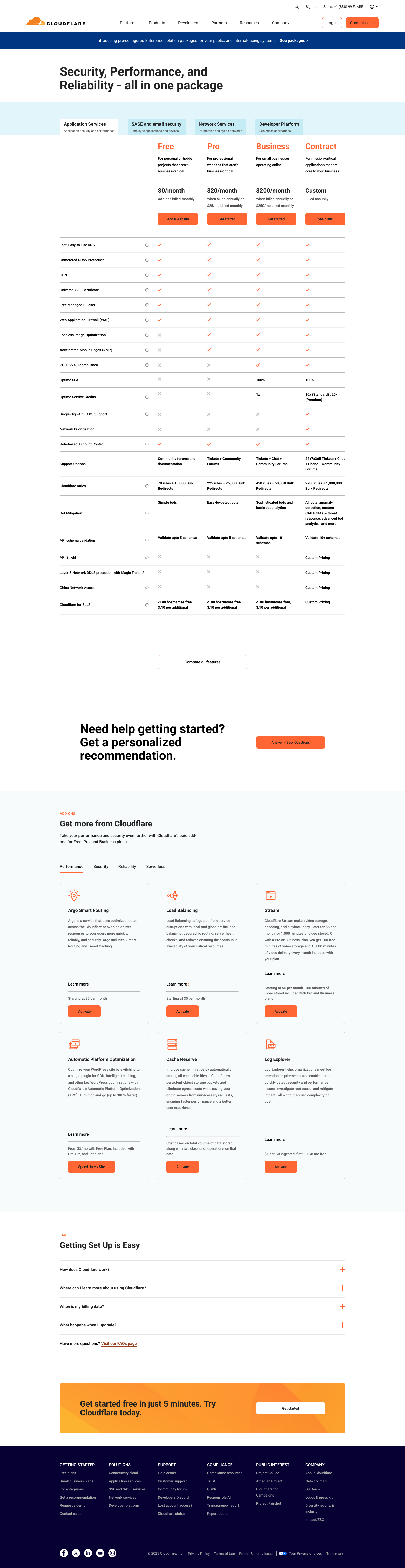 Cloudflare Pricing Landing Page Example