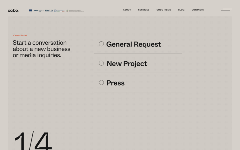 Cobo SRL contact Landing Page Example