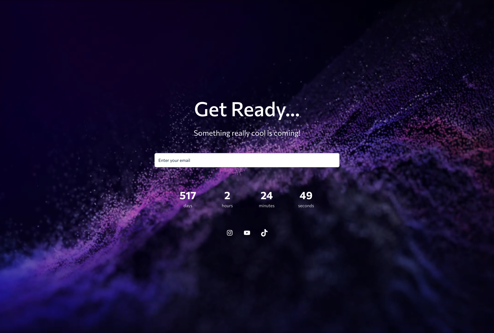 Coming Soon Inline Signup Template with email field and submit button.