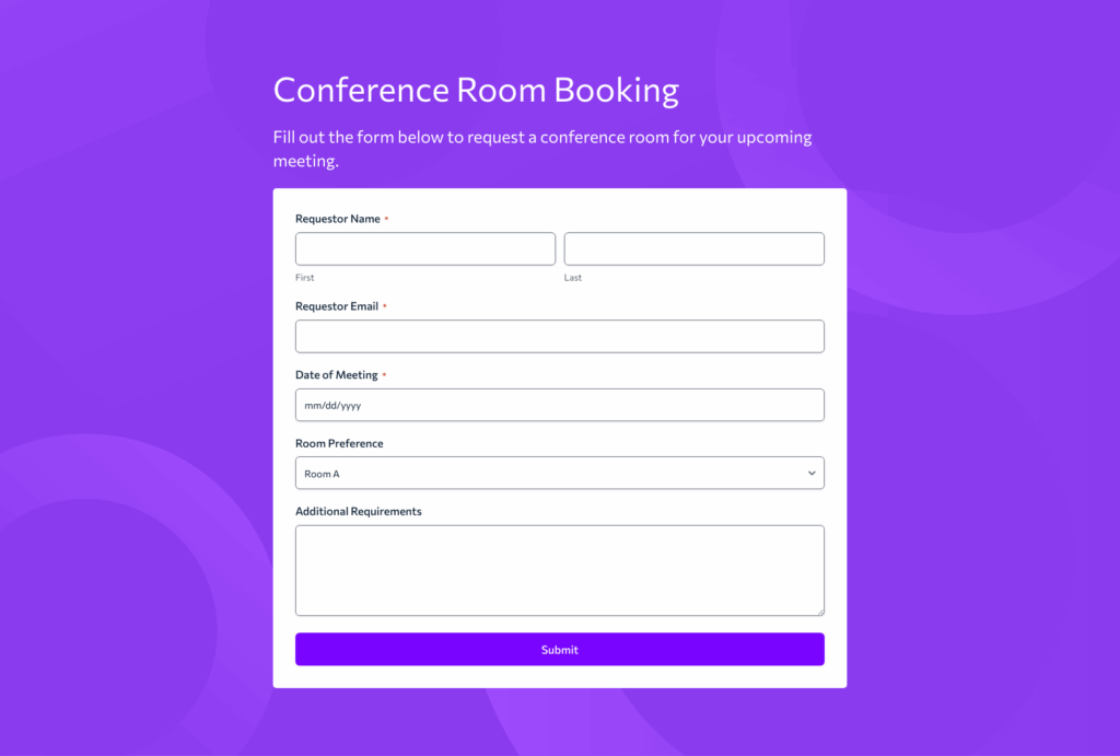 Conference Room Request Form Template – Woorise