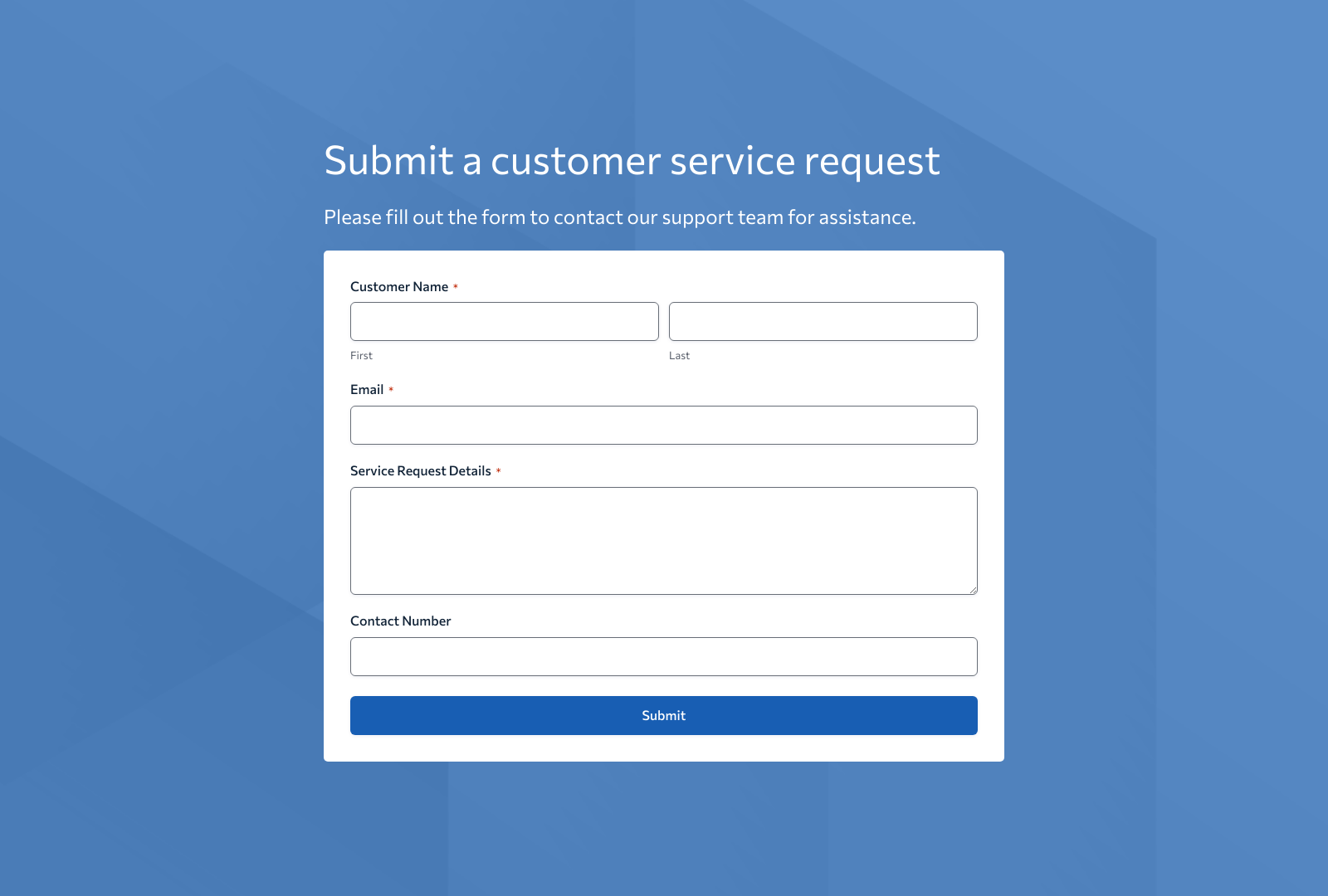 Customer Service Request Form Template – Woorise