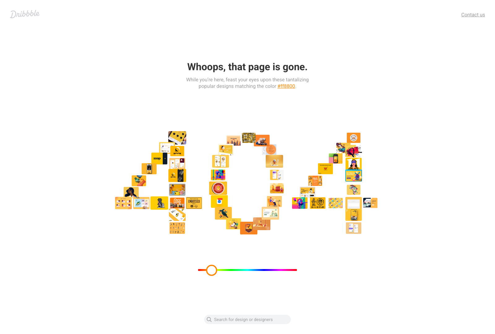 Dribbble 404 Not Found Landing Page Example